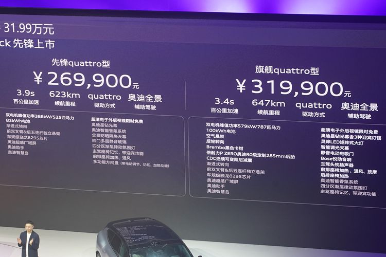 奥迪 E5 Sportback正式上市 指导价23.59万元起