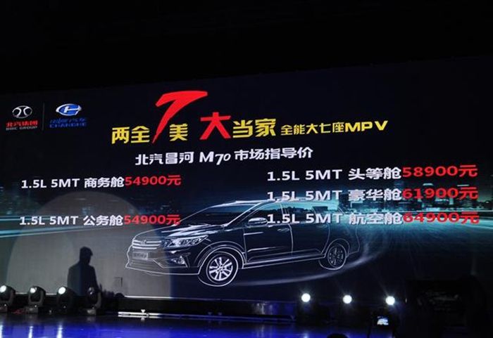昌河M70正式上市 售价5.49万元-6.49万元