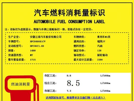 江淮瑞风S7将搭载1.5T/2.0T动力 将4月上市