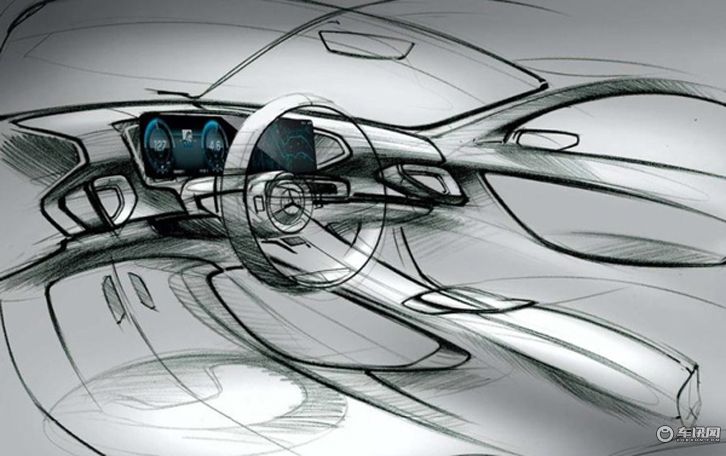 奔驰新一代GLE内饰草图曝光 巴黎车展首发