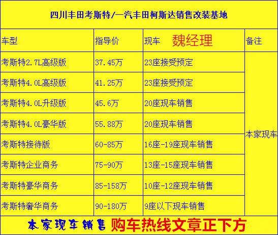 丰田考斯特16座价格 16座配置及图片   