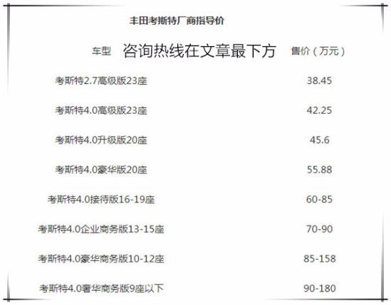 新款歉田考斯特12座价格考斯特4.0L价格