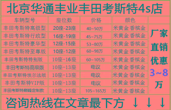 丰田考斯特商务之星6座10座销售电话 