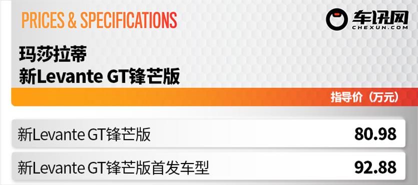 售价809800元，百公里加速6秒，玛莎拉蒂新Levante GT锋芒版上市