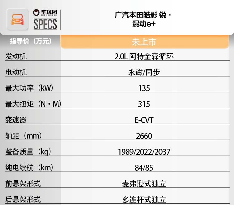 百公里综合油耗1.3L/售价24.78万元起 皓影锐·混动e+正式上市